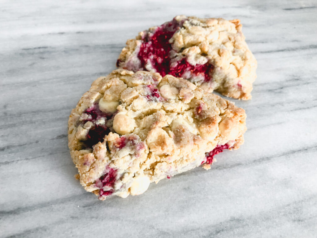 Gluten free white chocolate raspberry scones 