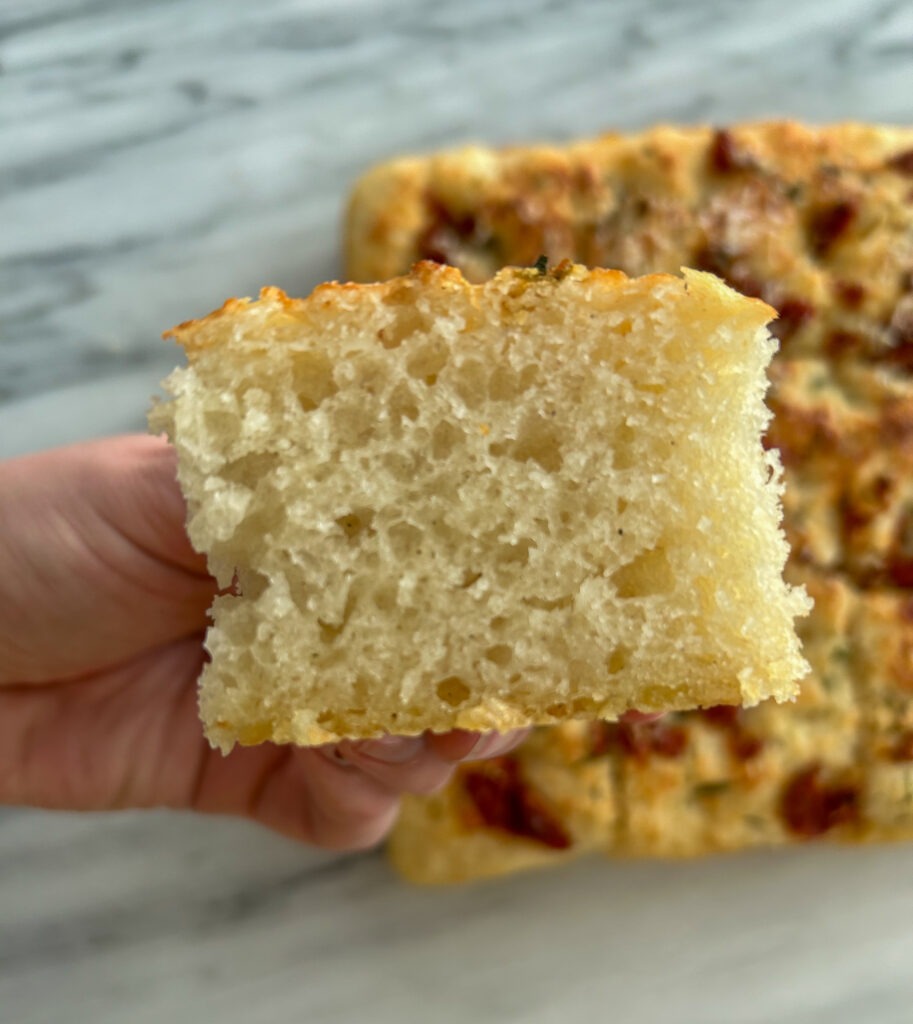 Crumb shot of the Gluten Free Focaccia