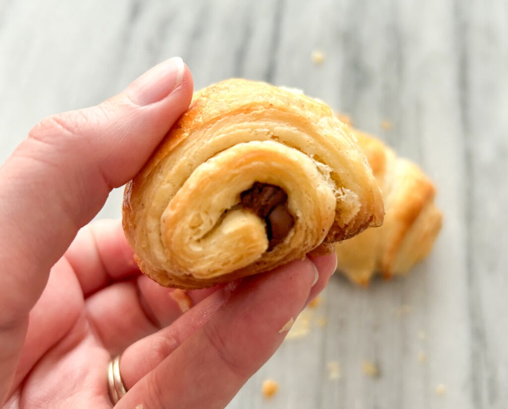 Using the gluten free croissant dough and stuffing it with chocolate