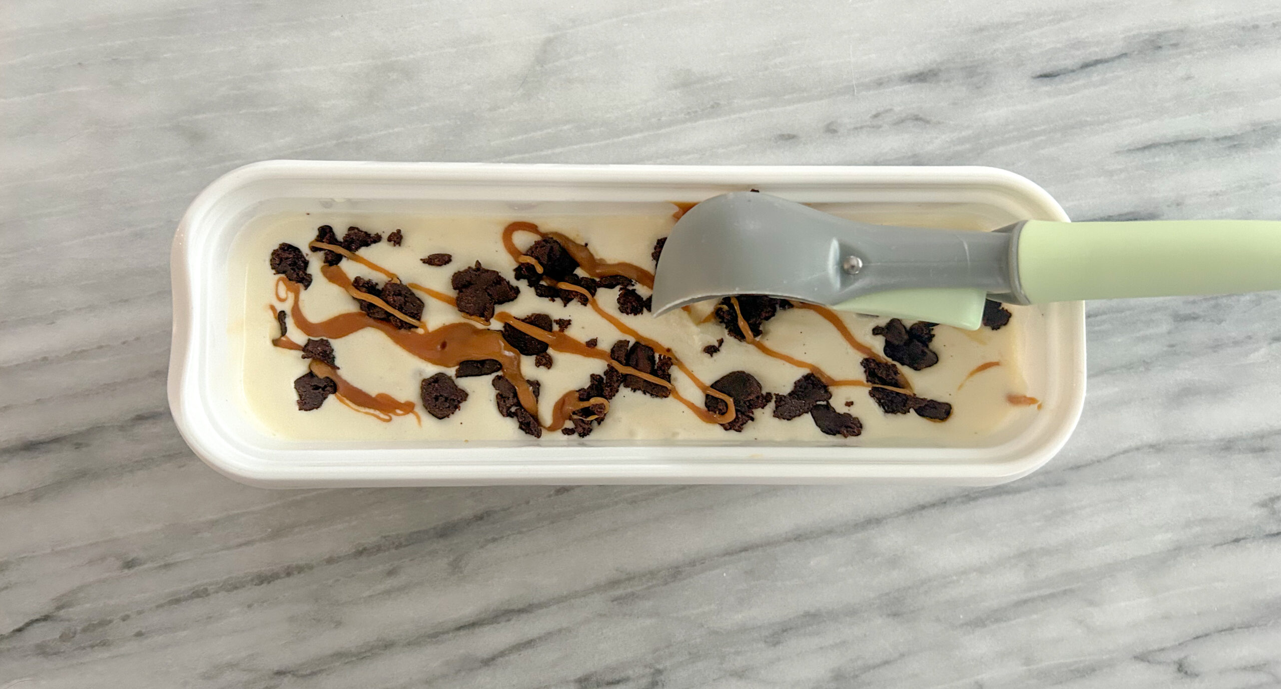 Gluten Free Brownie Ice Cream with Salted Caramel Recipe - Laura Bakes Gluten Free