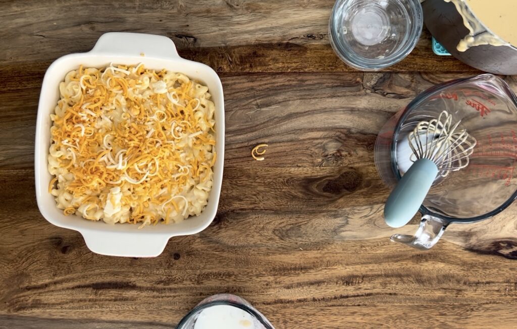 Gluten Free Mac and Cheese before it goes into the oven