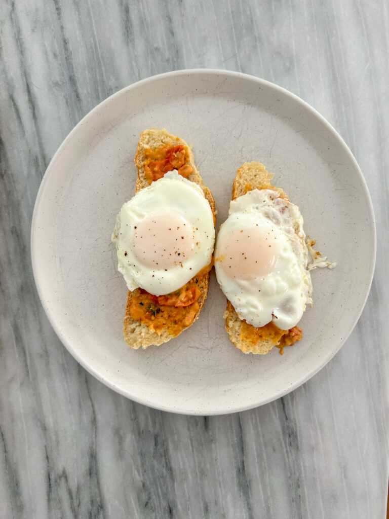 Roasted Tomato Butter on Gluten Free Bread with Eggs