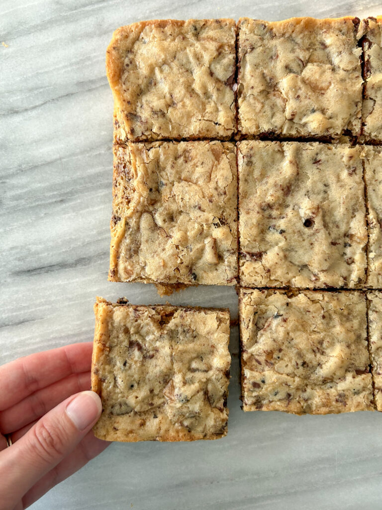 Gluten Free Toffee Chocolate Blondies