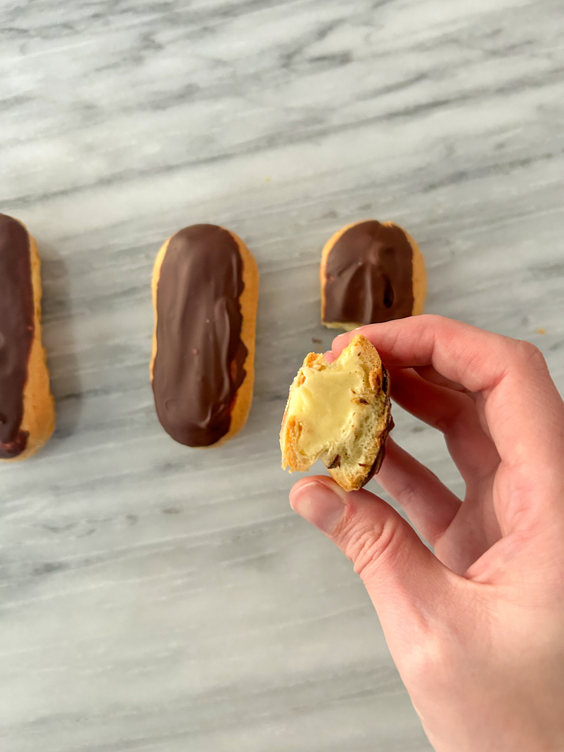 Gluten Free Eclairs Filled with Pastry Cream